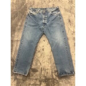 Levis 501 Original Fit Jeans Mens 40x32 Blue Medium Wash Button Fly WaterLess